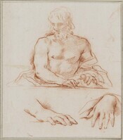 C 001
<br/>
Studies van bovenlichaam van zittende man
<br/>
<em>Romanelli, Giovanni Francesco (1610-1662)</em>